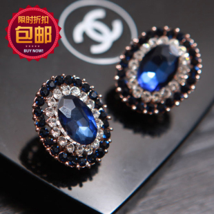 李大王新款杂志推荐明星同款时尚蓝钻石blingbling年会晚宴耳钉