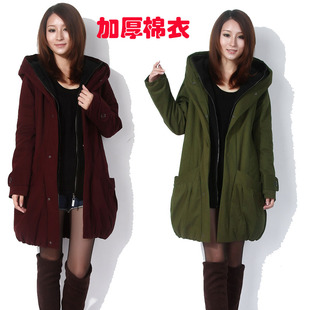  秋冬新品 韩版休闲加厚棉衣女 女装长款女士大码棉服 外套女