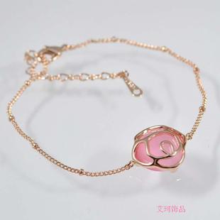  伊泰莲娜 红苹果饰品正品批发 精美猫眼石镶嵌花形花纹可调手链