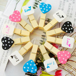 装饰小木夹子<em>照片墙挂</em>夹数字字母书夹爱心彩色