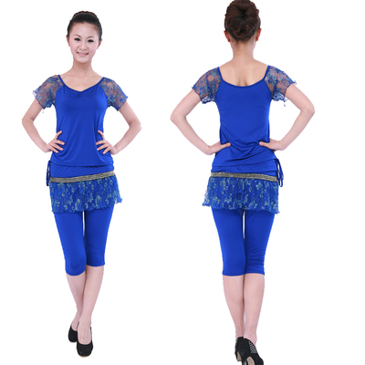 2014夏季广场舞服装新款套装拉丁跳舞服蕾丝
