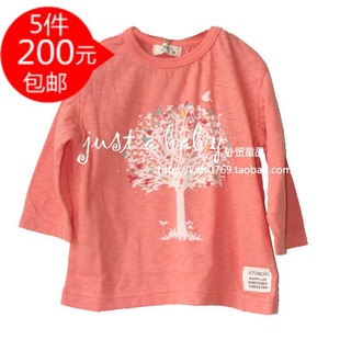  2件包邮atomong外贸儿童七分袖t恤薄款春装新款日单大树女童t恤衫