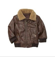 детская куртка 美国代购 gap男童飞行员仿皮夹克加厚外套棉服 5t|