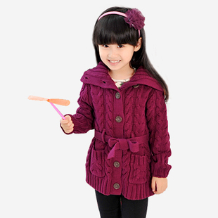 女童针织毛衣外套 <em>毛衣</em> <em>儿童</em> 长款米修童装