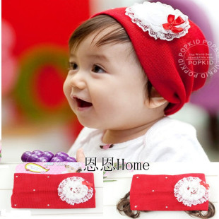  韩版宝宝饰品 花朵发带 开司米 假发帽 卷发套 婴儿童配饰 头饰