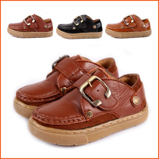  春款韩版男童鞋儿童休闲皮鞋透气牛皮真皮单鞋新款中大童鞋子