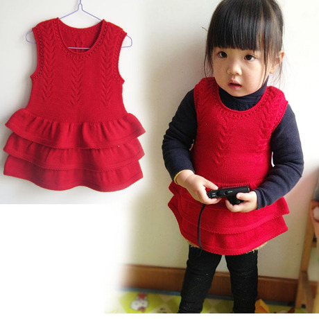 包邮新款<em>毛</em>衣裙 手工<em>编织毛衣</em> 女宝宝连衣裙 羊