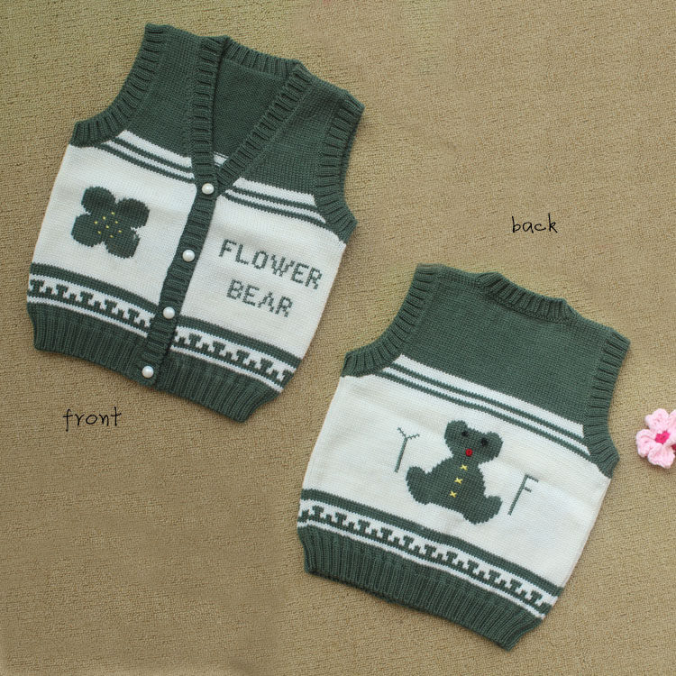 手工<em>编织毛衣</em> <em>棒针儿童毛衣开衫</em>背心 秋冬保暖