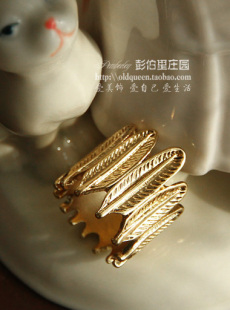  【彭伯里外贸原单】妮可同款 欧美风 复古金色羽毛戒指