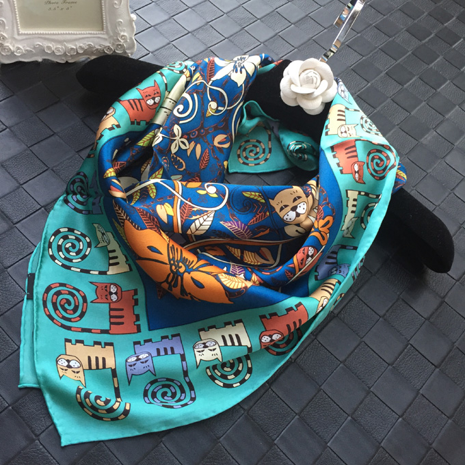 可爱卷尾猫 油画真丝大方巾丝巾 高档丝绸送礼裱画都可|msdalam kategori Aksesori/Belt kulit/Hat/Muffler, Muffler/tudung/selendang - dari Buy2taobao.com untuk memberikan perkhidmatan ejen Taobao profesional membeli