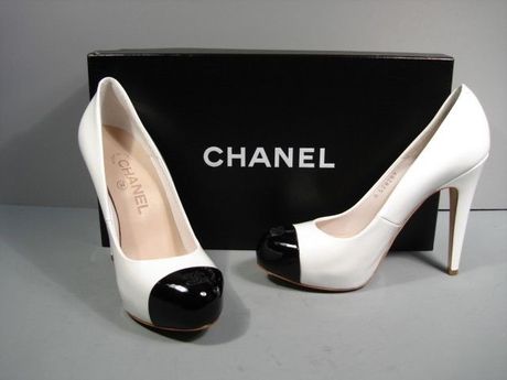 代购正品 Chanel香奈儿 黑头白色漆皮高跟鞋单