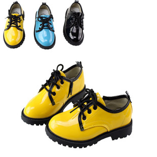  新款男童鞋女童鞋 儿童皮鞋漆皮系带马丁靴 亲子单鞋韩版特价