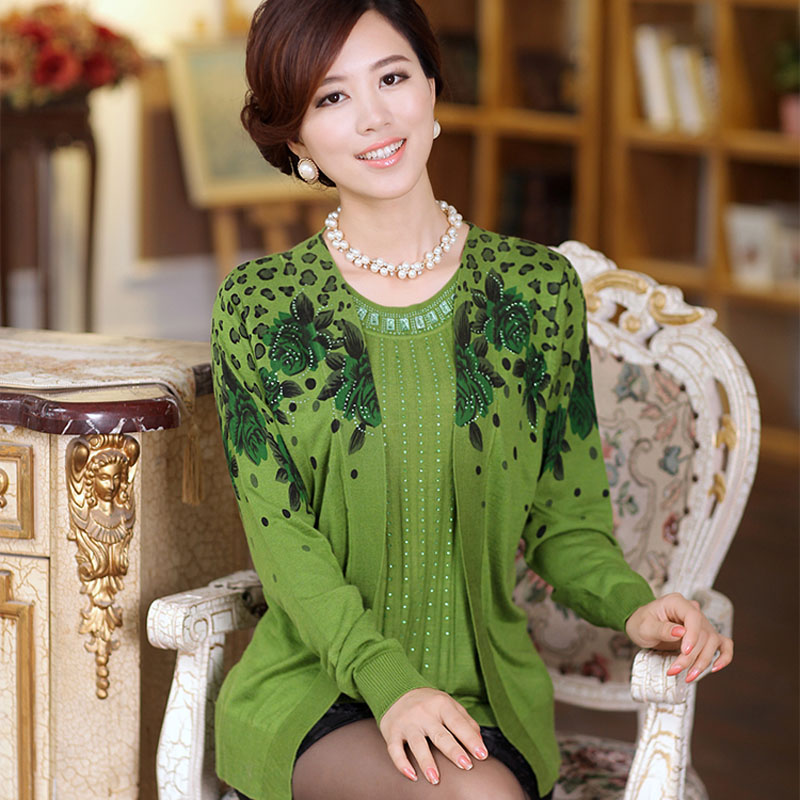 2013秋装新款中老年女装妈妈装针织衫女式宽松假两件套针织衫长袖 2013秋装新款中老年女装妈妈装针织衫女式宽松假两件套针织衫长袖