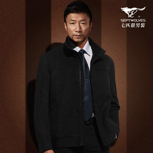  七匹狼夹克 高档羊毛料 男装正品 秋装外套111160705309