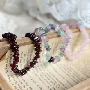  【集分宝】 超值特价 天然碎石系列手链石榴石/粉晶/萤石 情侣款