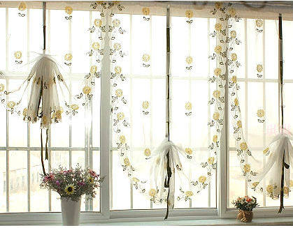 Daisy garden living room window curtain curtain pulling high-grade balloon embroidery finished yarn / fabric, and bedroom curtains