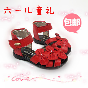  女童凉鞋真皮包头新款韩版女大童凉鞋公主鞋儿童凉鞋蝴蝶结
