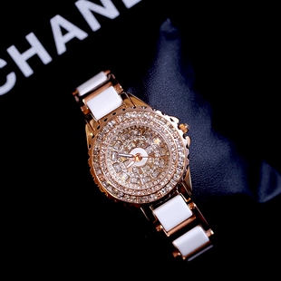  #大乐良品#超奢华 BLINGBLING控 满钻 白色 陶瓷 手表