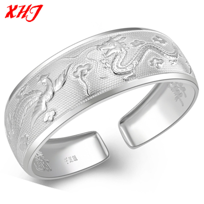 XHJ 999千足银镯子22mm宽边龙凤呈祥女开口可调纯银手镯韩版时尚 XHJ 999千足银镯子22mm宽边龙凤呈祥女开口可调纯银手镯韩版时尚