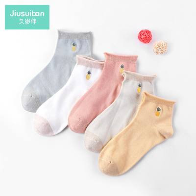 久岁伴女童袜子棉袜2020夏季新款透气儿童短袜宝宝袜春秋7-9-11岁