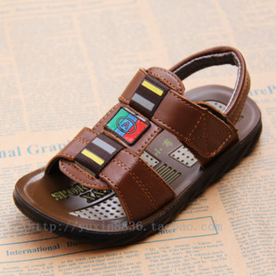  儿童牛皮凉鞋透气男童沙滩潮童鞋子皮革小孩中童