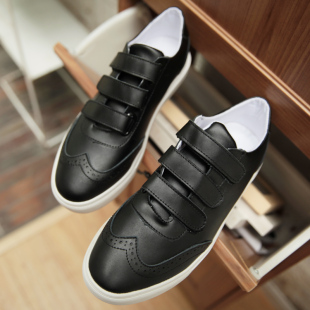  时尚休闲男士板鞋新款潮流男生魔术贴韩版牛皮鞋美型男单鞋子