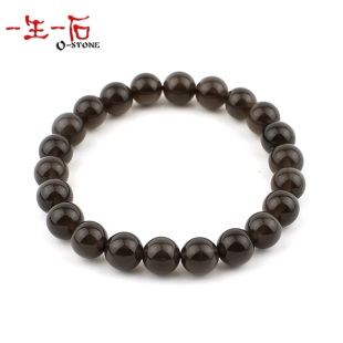 一生一石正品 4A级冰种全彩虹眼黑曜石手链8mm-14mm  饰品男女款