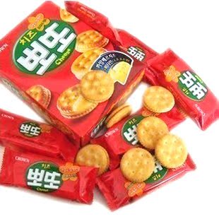  韩国零食 CROWN可拉奥/可瑞安 芝士夹心饼干 161克 波导红饼干