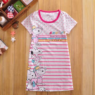  儿童睡衣夏季新款 女童睡衣100%纯棉公主裙女孩短袖睡裙
