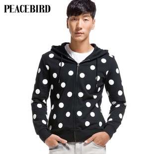  太平鸟男装春装新款正品 时尚休闲连帽开衫卫衣 81512126005