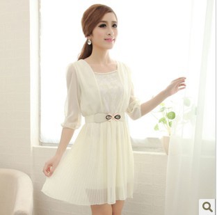 甜美修身碎花蕾丝...