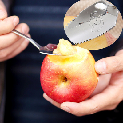 宝宝挖水果刮苹果泥的勺子304不锈钢婴儿辅食研磨碗工具刮泥神器