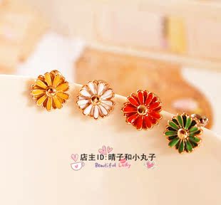  韩国进口饰品  小清新雏菊耳钉 无耳洞耳环耳夹式耳钉 耳骨夹