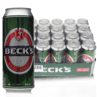  德国原装进口啤酒 Beck's贝克啤酒 黄啤酒 500ML*24听装 特价促销