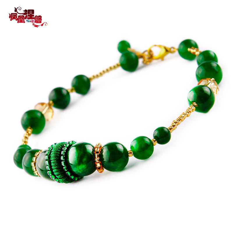 Phoenix Nirvana women retro fashion anklet crystal blue pink gold original Chinese style handmade jewelry