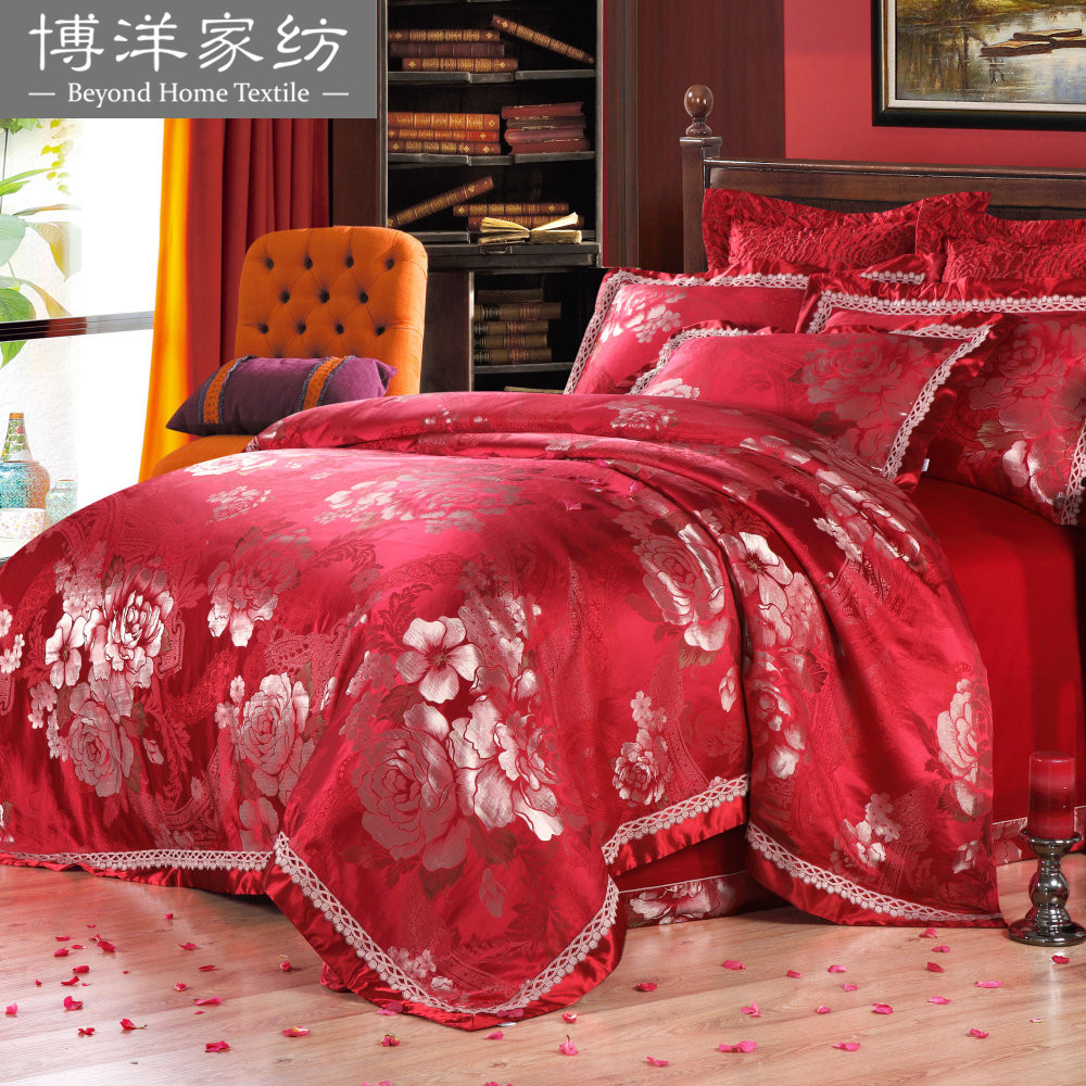 博洋家纺 婚庆套件 六件套 织锦缎床单六件套-醉花影 新品 精品 博洋家纺 婚庆套件 六件套 织锦缎床单六件套-醉花影 新品 精品