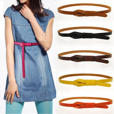 K21包邮牛皮底装饰细腰带<em>女士</em>仿<em>皮带</em>可打结韩