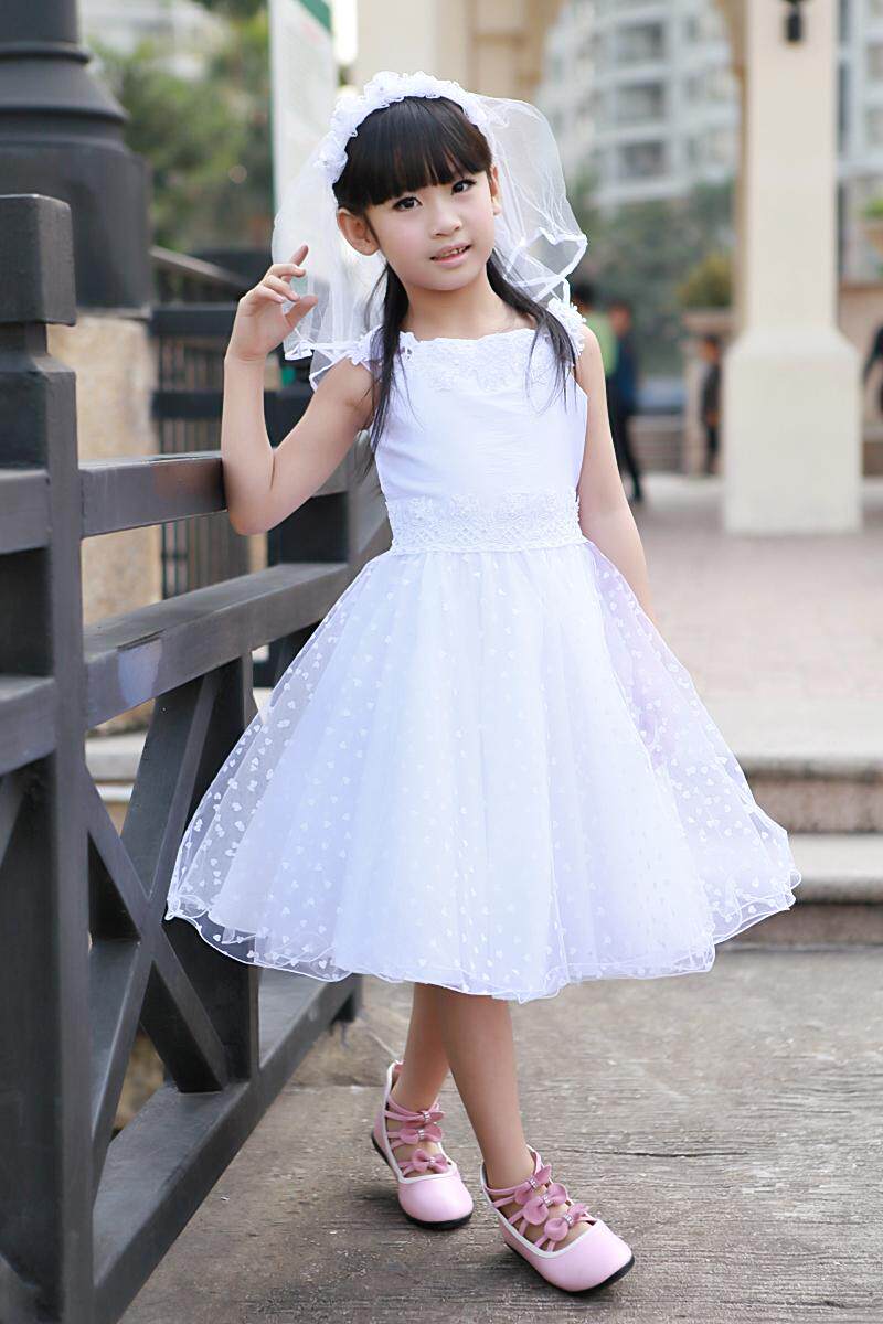 中大童婚纱礼服裙 <em>小女孩</em>演出裙 花童裙 <em>白色</em>7