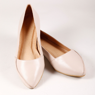  热卖包邮 真皮新款 全羊皮尖头 英伦女鞋 单鞋 尖头低跟鞋 牛筋底