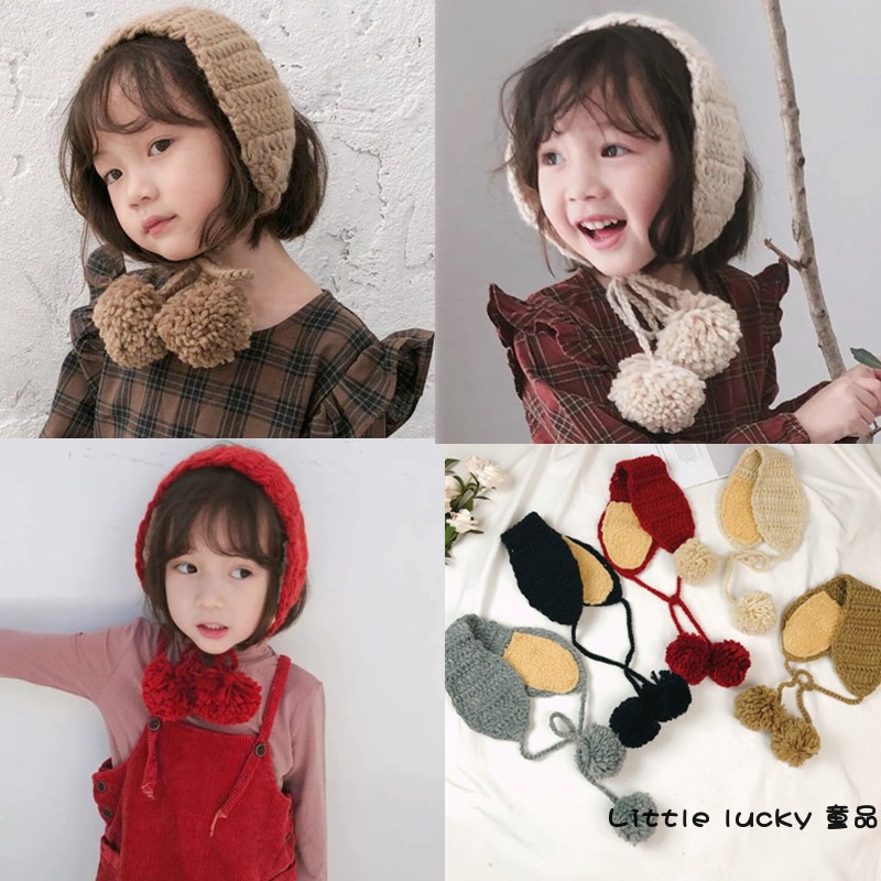ins Same item baby knitting Ear cap children Wool Earmuff Autumn and winter keep warm girl Tether Hanging ball Sets of headgearin the Children/Baby/Family fitted , Hat/Muffler/Masks/Gloves/Earmuffs/Booties , Earmuffs/Ear warmer category - from Buy2taobao.com to provide professional Taobao agent buy service