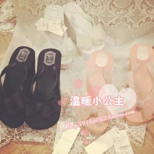  13年春夏女装 S家超美蝴蝶结人字拖夹脚坡跟凉鞋拖鞋女鞋