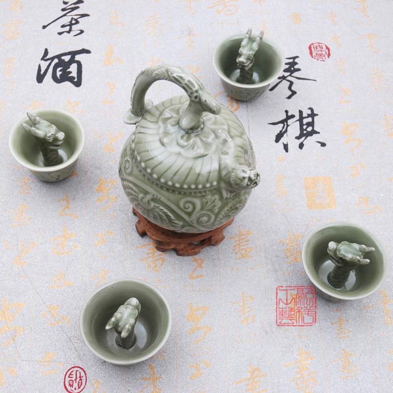 耀州窑耀州瓷倒流壶倒装壶公道杯组合5件套瓷器居家摆件酒器|ruв категории Ручная работа, области народных ремесел, другие - от Buy2taobao.com для оказания профессиональной услуги покупки агента Taobao