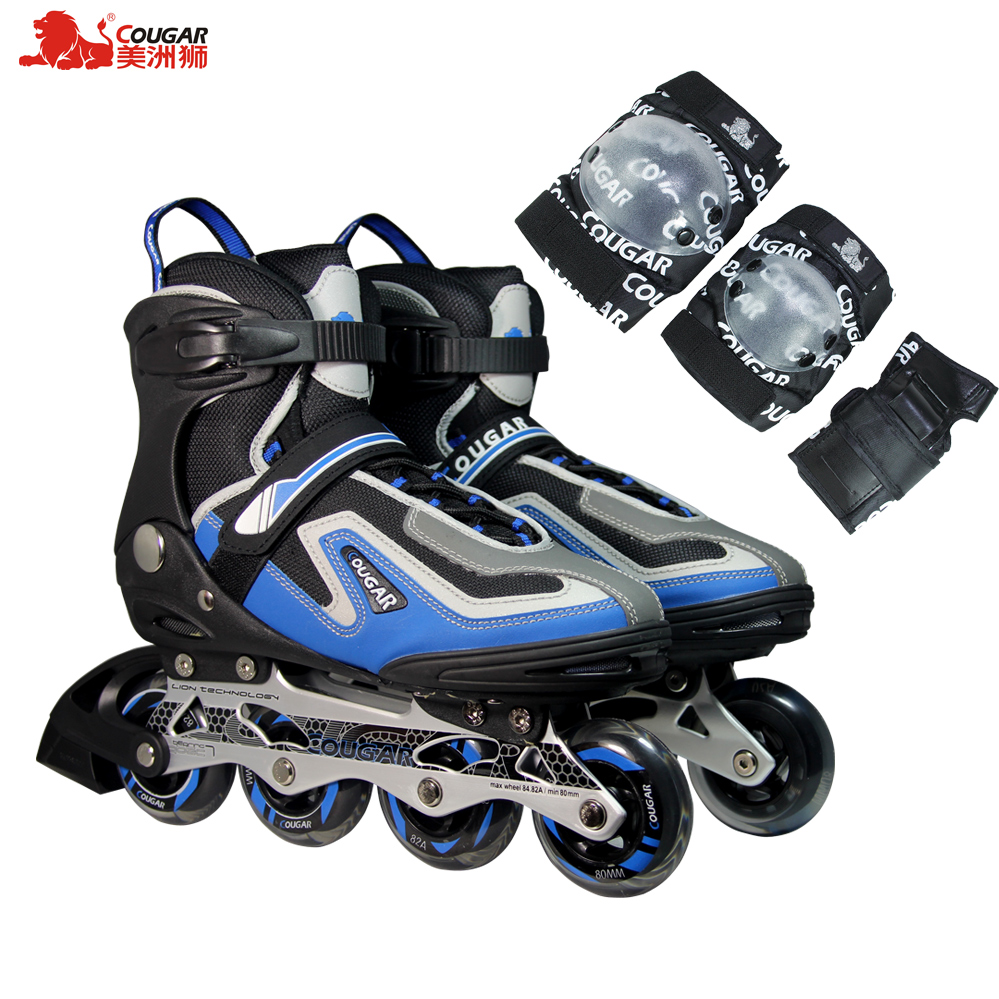 正品美洲狮单排轮滑鞋 专业成年人固定40-45码