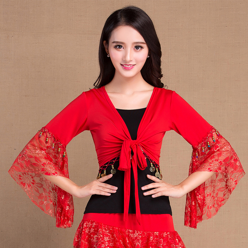 春秋新款广场舞蕾丝手工吊币披肩成人喇叭中袖舞蹈服百搭上衣女士在类目 运动/瑜伽/健身/球迷用品, 舞蹈/健美操/体操, 广场舞, 广场舞上装中 - 来自Buy2taobao.com提供专业的淘宝代购服务