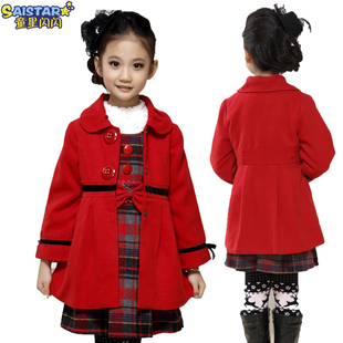  女童呢大衣外套新款韩版 春装女童装 中大童春款儿童装呢子大衣