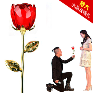  14情人节礼物 送女友老婆 创意礼品 感动 浪漫水晶玫瑰花摆件