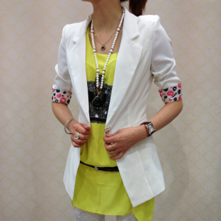  夏季新款 休闲小西装七分袖袖口嘴唇花纹 女装正品索艾2575