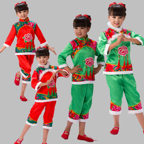儿童元旦开门红演出服秧歌舞表演服装幼儿春节喜庆新年舞蹈服|ruв категории Детская одежда, дети платье - от Buy2taobao.com для оказания профессиональной услуги покупки агента Taobao