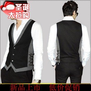  男装新品马甲韩版修身西装马甲 英伦男士西服马夹潮商务马甲背心