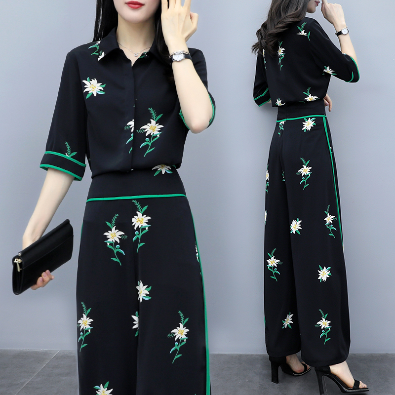 Set Women 2019 summer new pattern Korean Edition fashion printing trousers leisure time Show thin Western style Two piece setin the Women's clothing/Boutique , Set/Student uniforms/Work uniforms , Fashion Set category - from Buy2taobao.com to provide professional Taobao agent buy service
